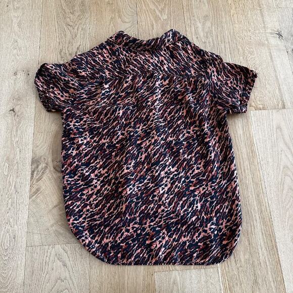 Sandro Paris Evie Leopard Print Silk Twill Shirt in Pastel Orange - Picture 7 of 7